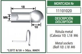 Montcada 11101020 - ROTULA METAL L18(CABEZA 10)M6