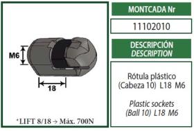 Montcada 11102010 - ROTULA PLASTICO(CABEZA 10)L18G M6