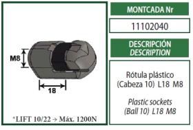 Montcada 11102040 - ROTULA PLASTICO(CABEZA 10)L18G M8
