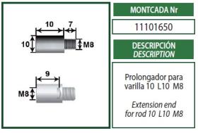 Montcada 11101650 - PROLONGADOR 1,1 M8 L.8,5
