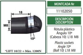 Montcada 11102050 - ROTULA PLASTICO 10º(CAB 10)L18G M8