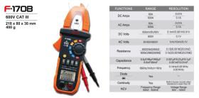 Ferve F1708 - PINZA AMPERIMÉTRICA CON FUNCIONES DE MULTÍMETRO
